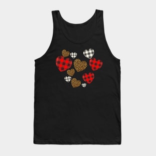 Hearts Leopard Buffalo Plaid Valentine co Tank Top